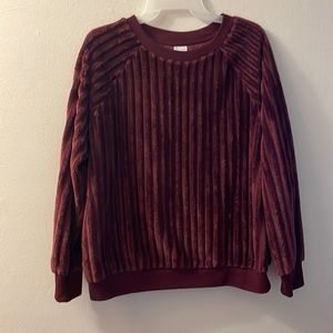 Maroon size large No Boundaries sweater with fabric detailing